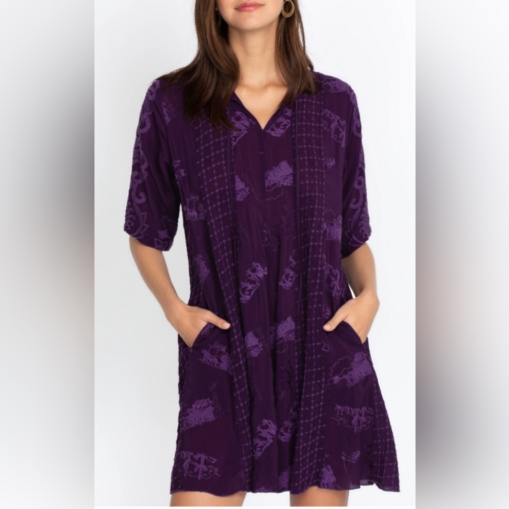Johnny Was Runswick Lora tunic dress plum purple sz small